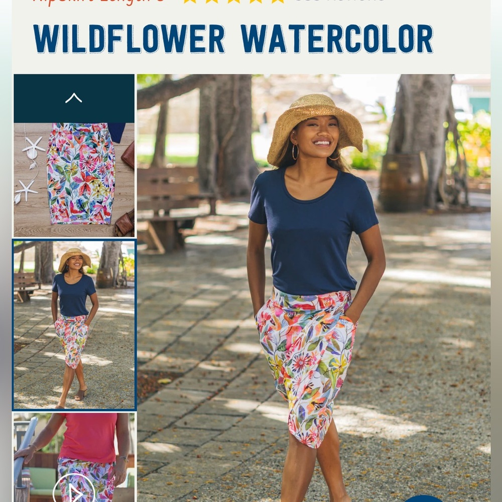 RipSkirt Hawaii Wrap Skirt Wild Flower Watercolor  XL
